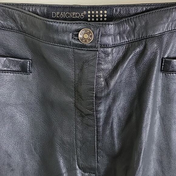 Designers Black Genuine Leather Pants size 10 - Picture 10 of 11